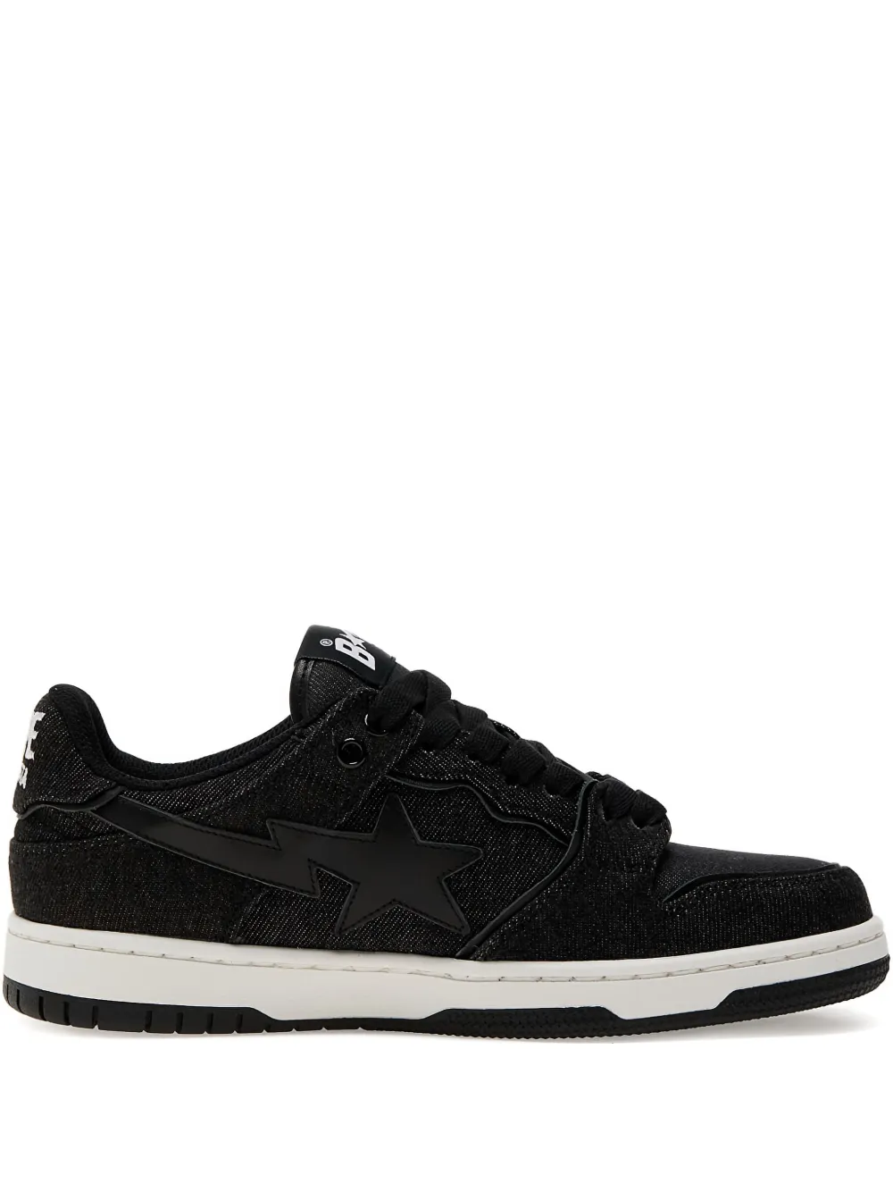 A BATHING APE star-embellished denim sneakers Black