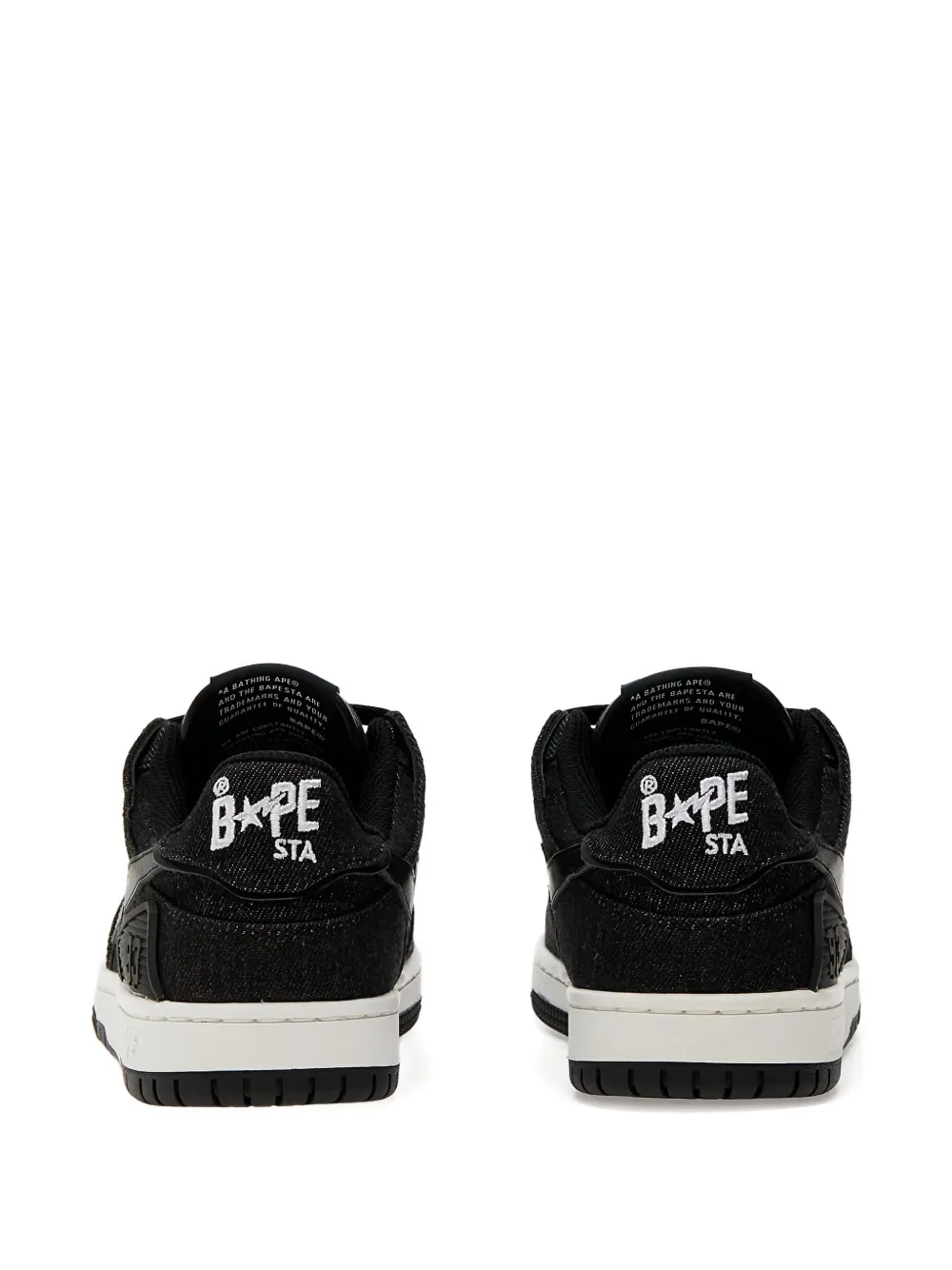 A BATHING APE star-embellished denim sneakers Black