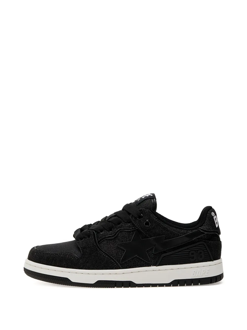 A BATHING APE star-embellished denim sneakers Black