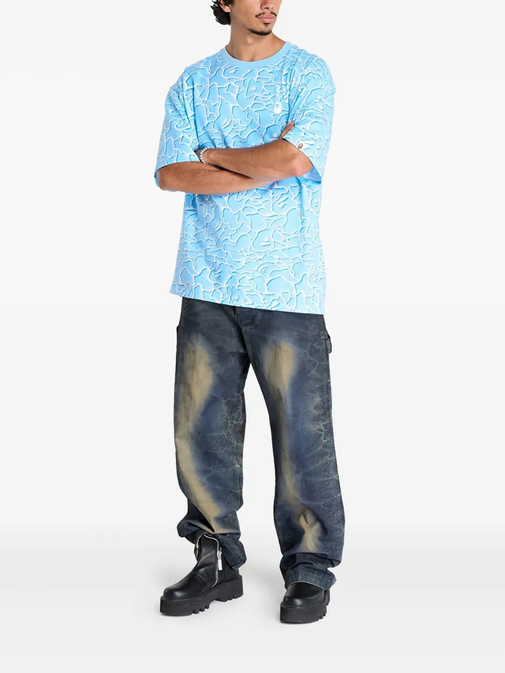 A BATHING APE T-shirt met patroon Blauw