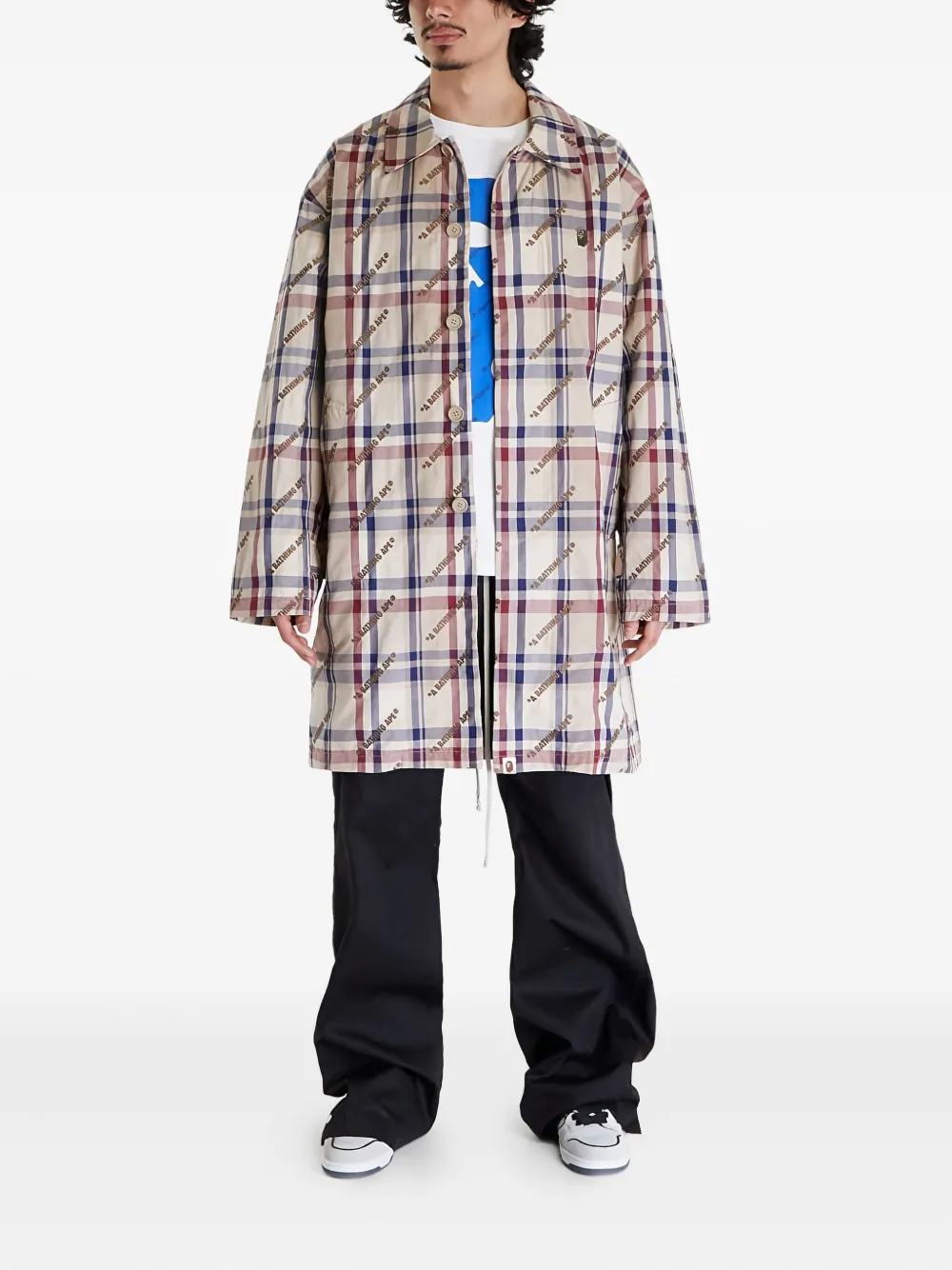 A BATHING APE Geruite jas Beige