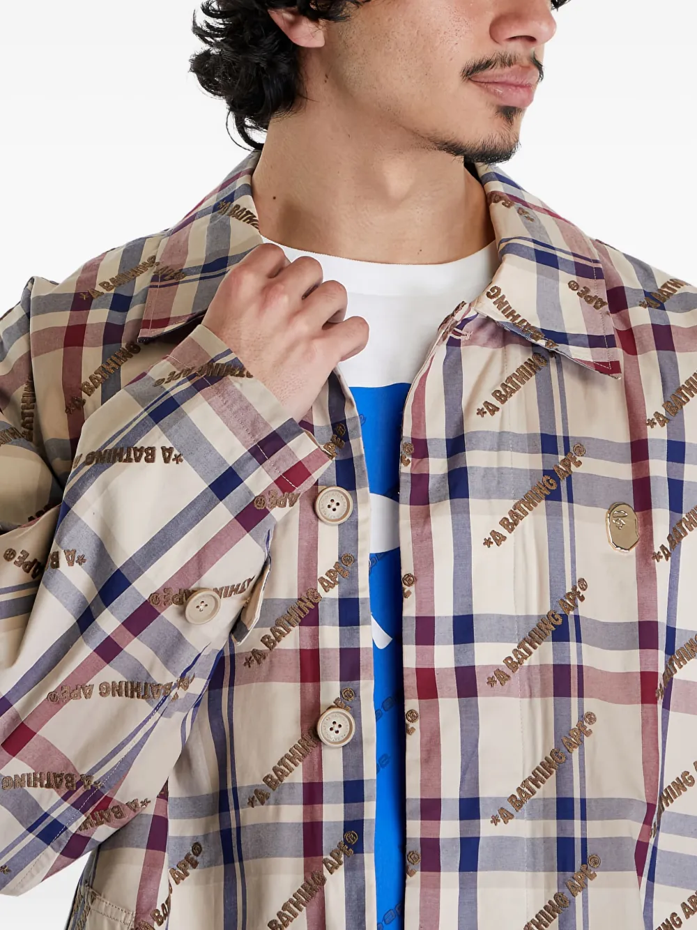 A BATHING APE Geruite jas Beige