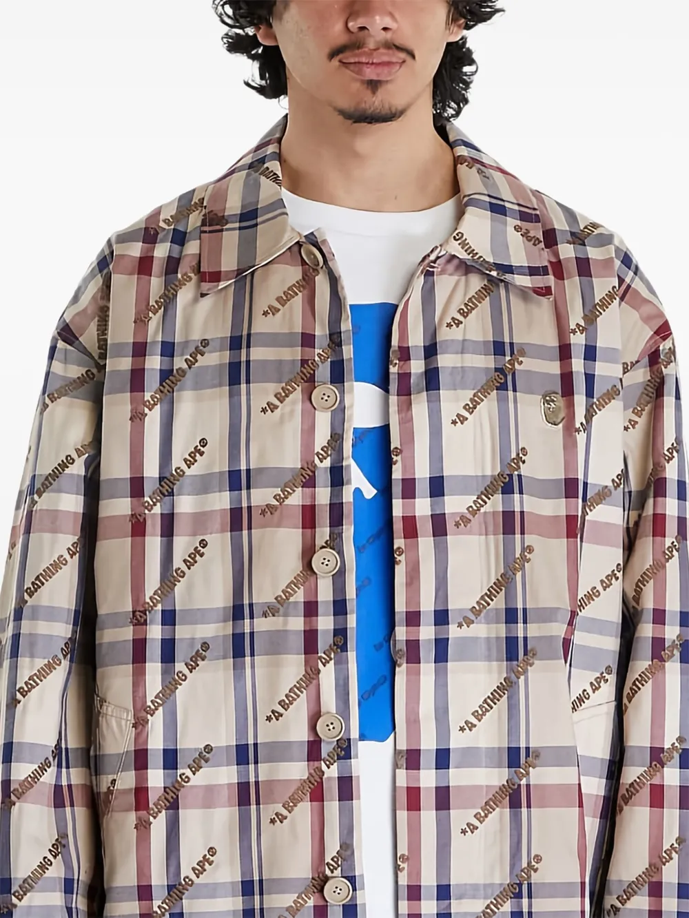 A BATHING APE Geruite jas Beige