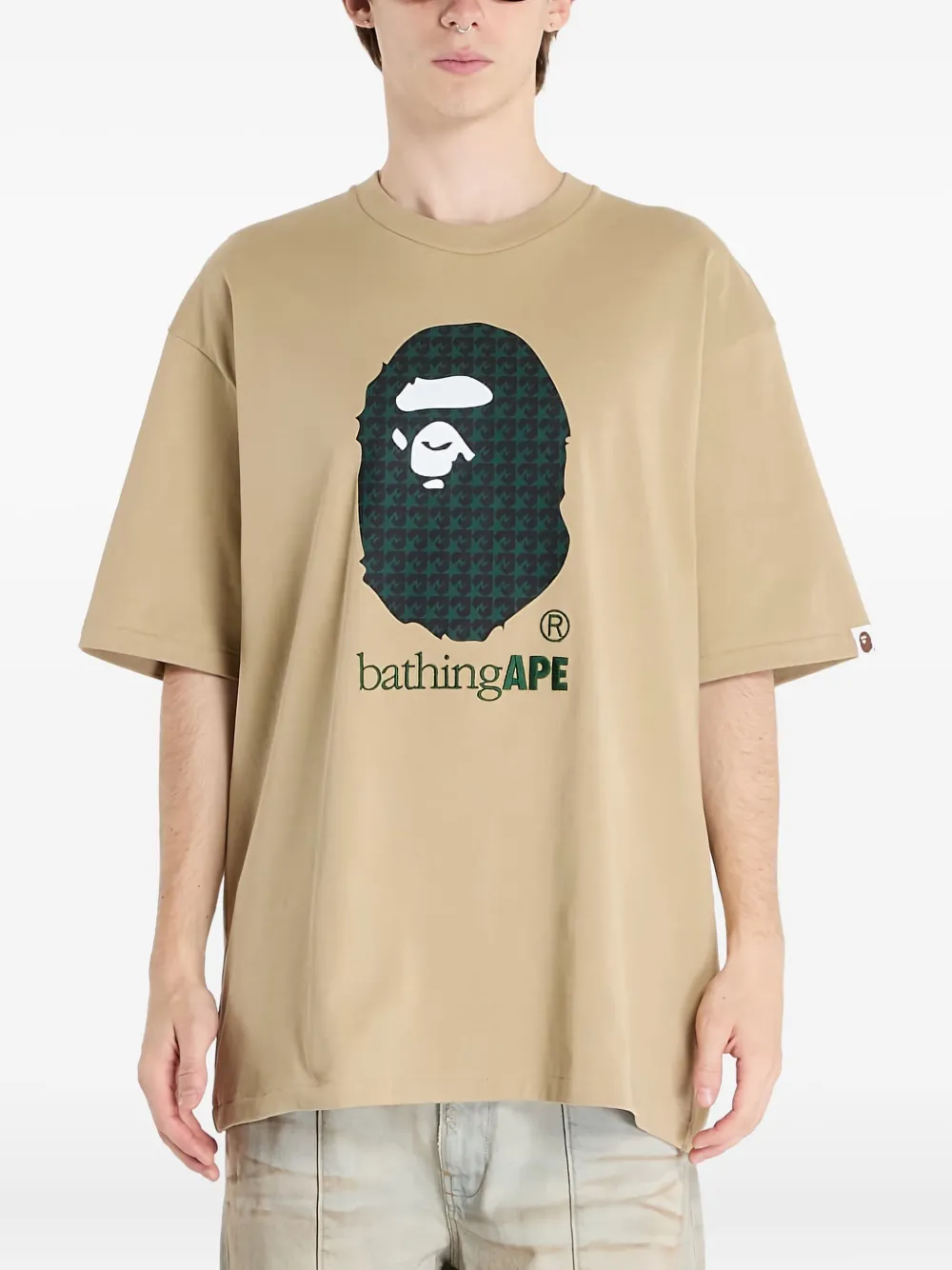 A BATHING APE graphic-print T-shirt Beige