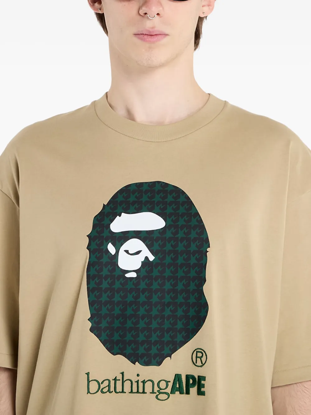 A BATHING APE graphic-print T-shirt Beige