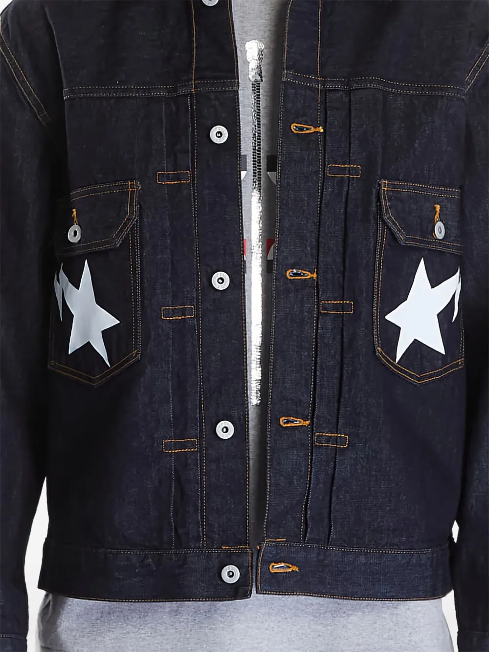 A BATHING APE Sta denim jack met print Blauw
