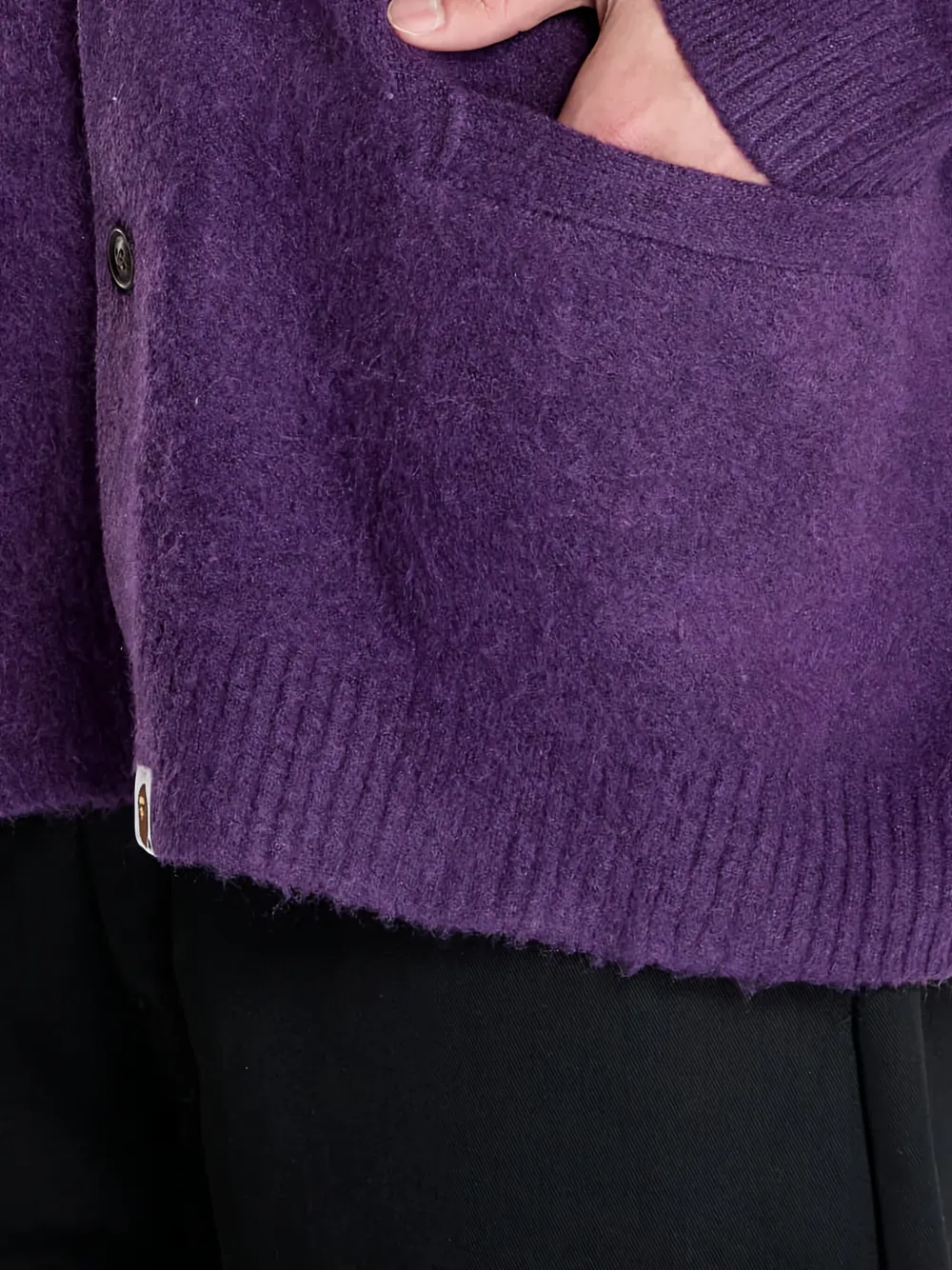 A BATHING APE One Point Hairly Yarn vest met knopen Paars