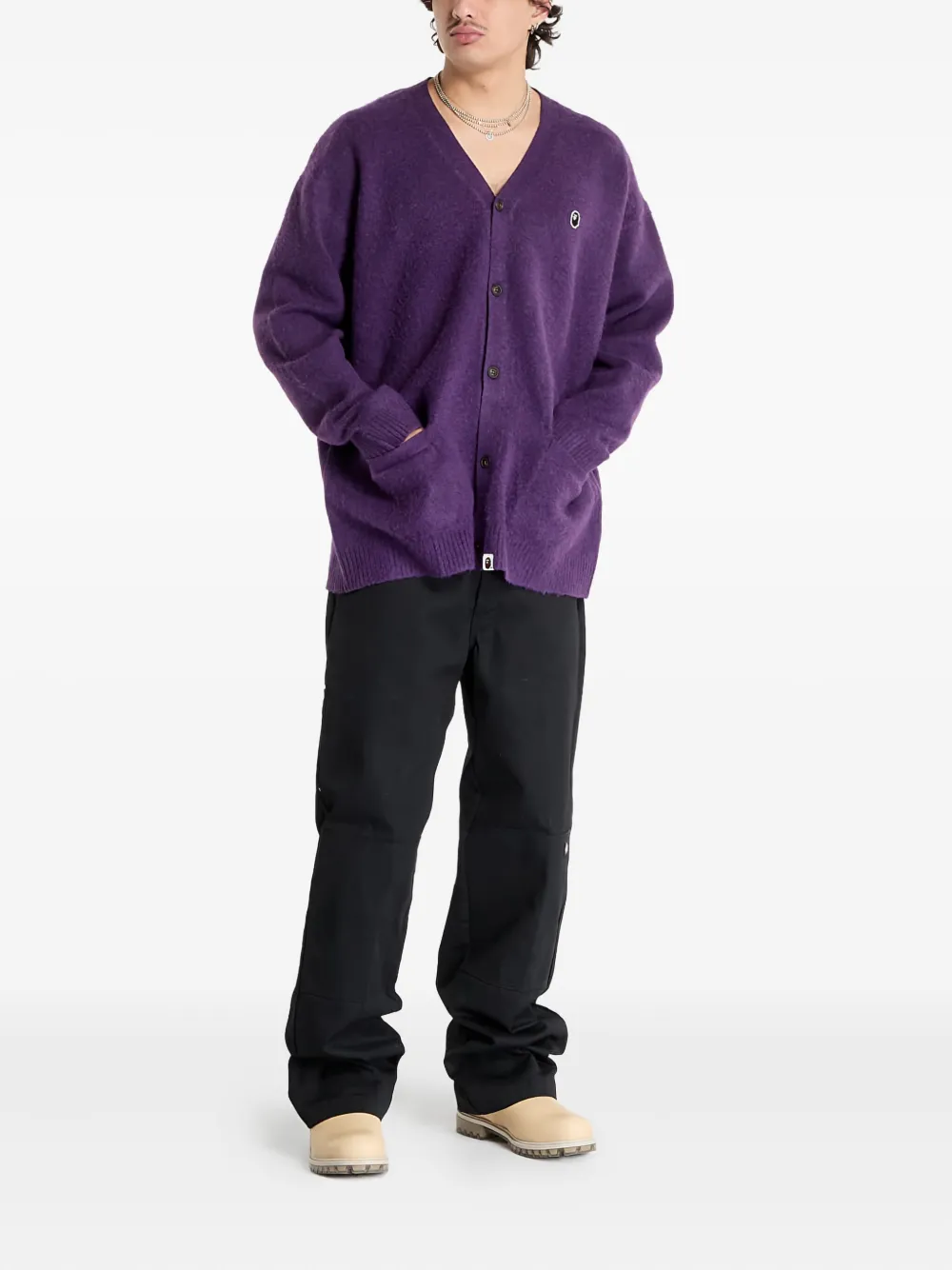 A BATHING APE® One Point Hairly Yarn button cardigan | 스웨터 | Image 2