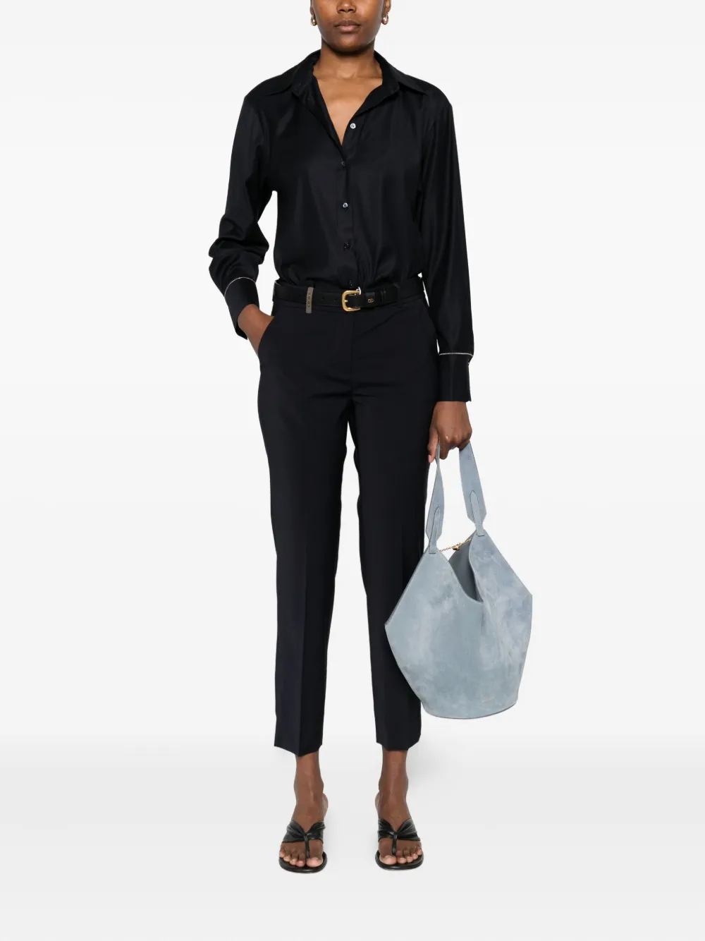 Peserico Broek met plooi Blauw