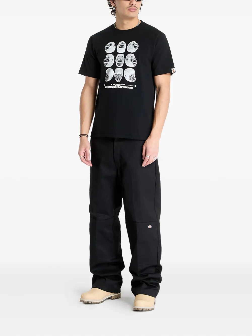 A BATHING APE T-shirt met print Zwart