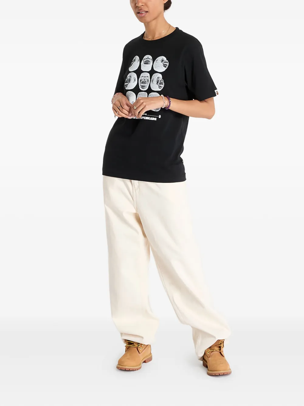 A BATHING APE T-shirt met print Zwart