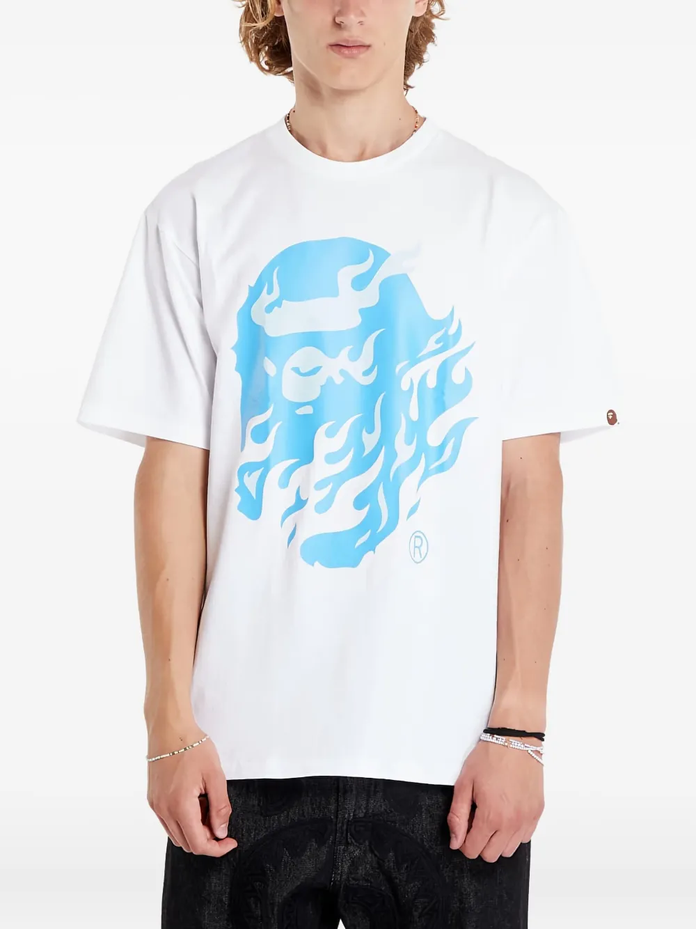 A BATHING APE head-flame T-shirt Wit