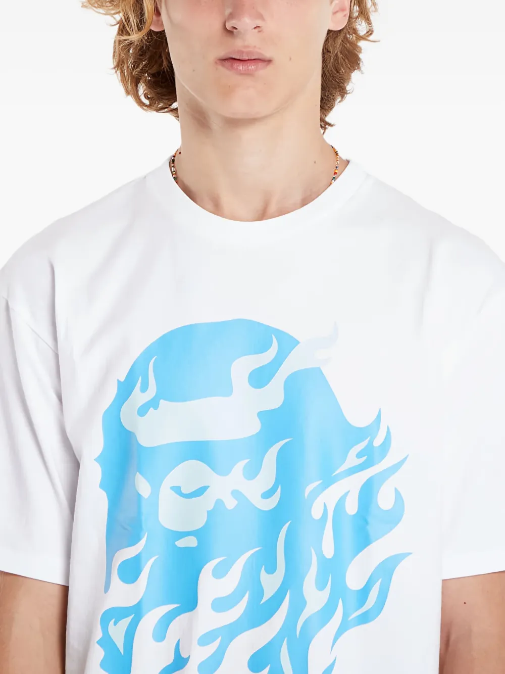 A BATHING APE T-shirt met vlammenprint Wit