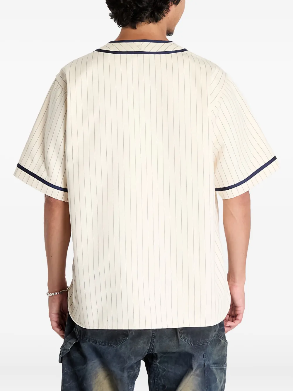 A BATHING APE Honkbalshirt met krijtstreep Beige