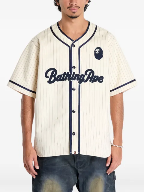 A BATHING APE® pinstripe baseball shirt