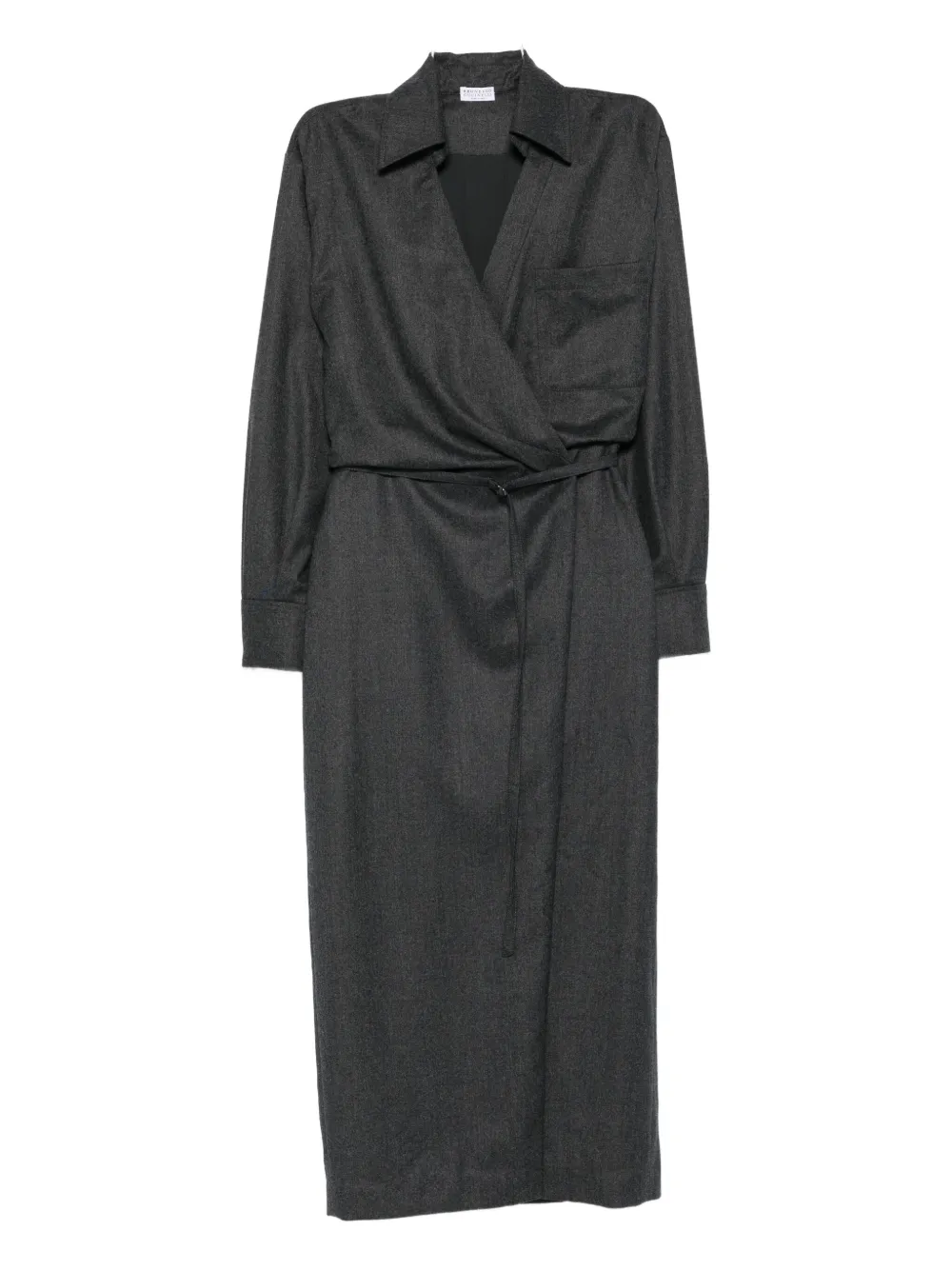 Brunello Cucinelli wrap-effect wool dress - Grigio