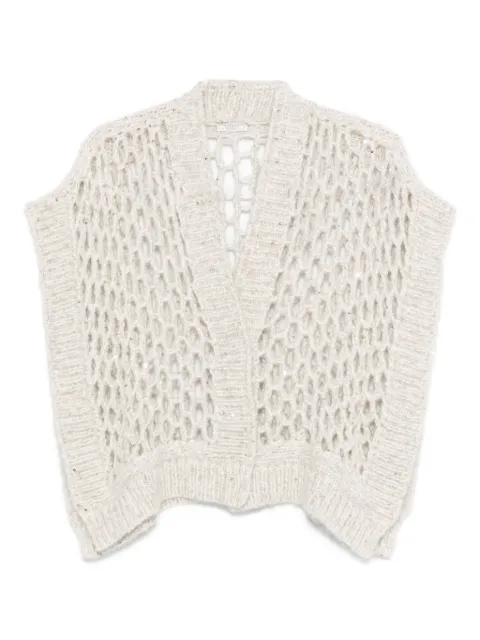 Peserico sequin-embellished open-knit cardigan