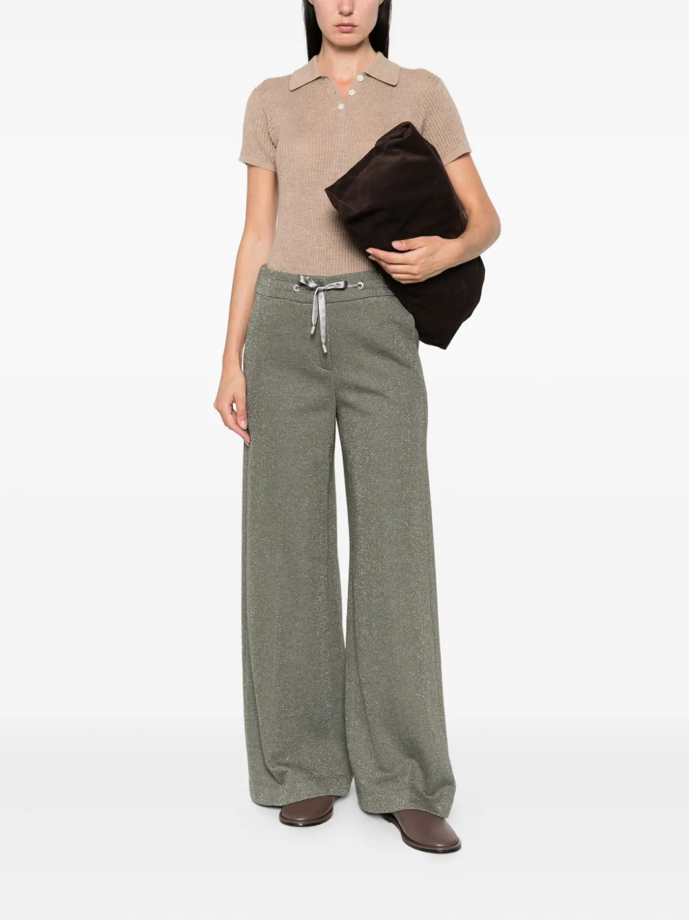 Peserico drawstring trousers Groen
