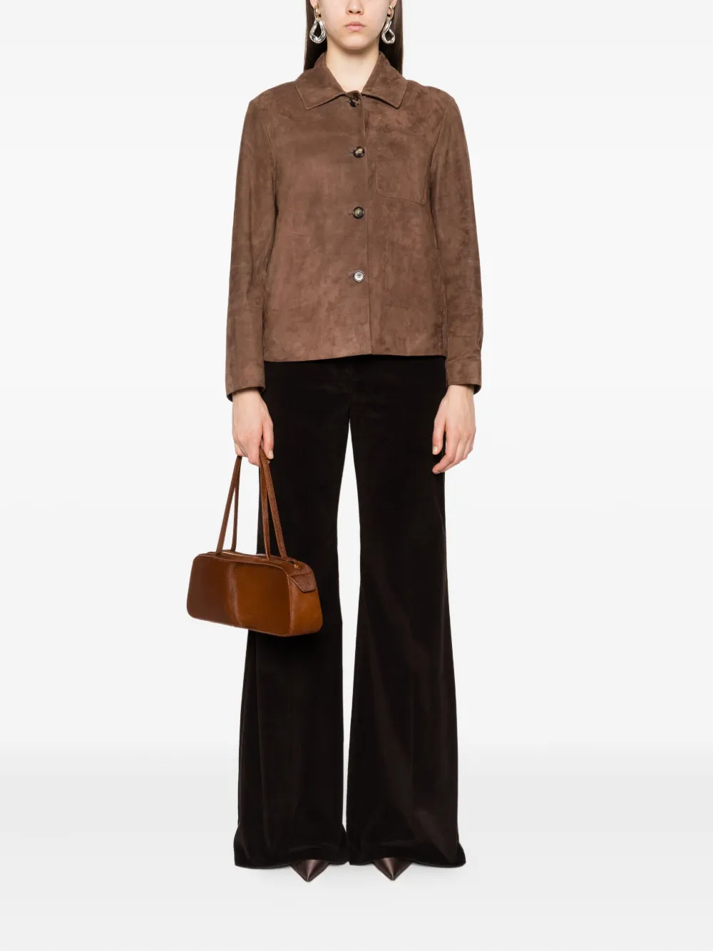 'S Max Mara Leren jack Bruin