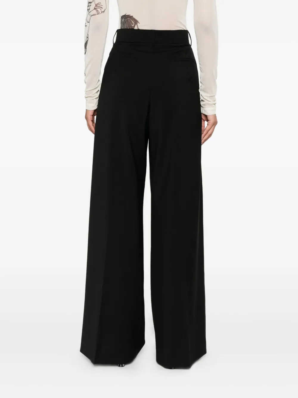 Sportmax Plooibroek met wijde pijpen Zwart