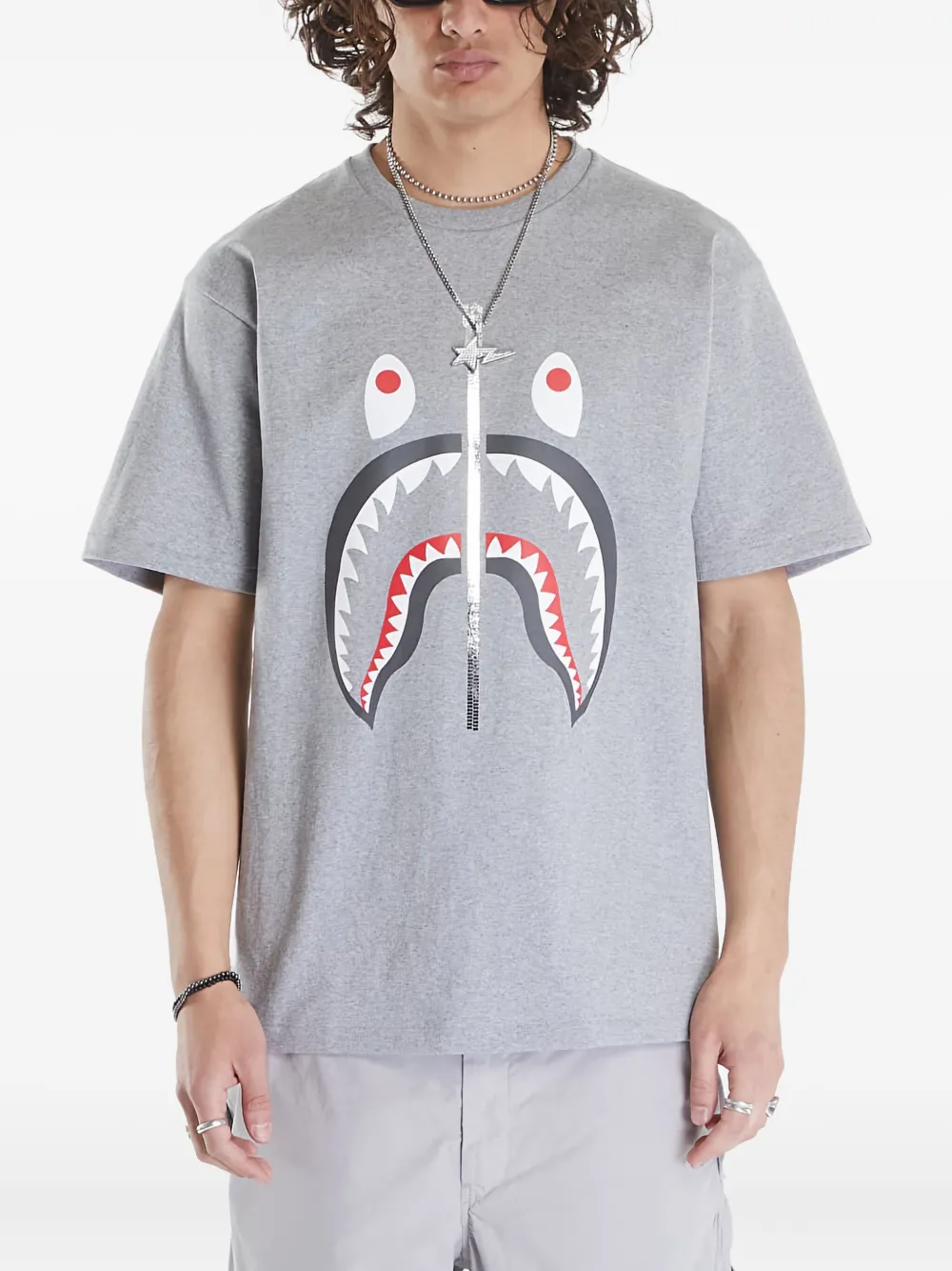 A BATHING APE shark-print T-shirt Grijs