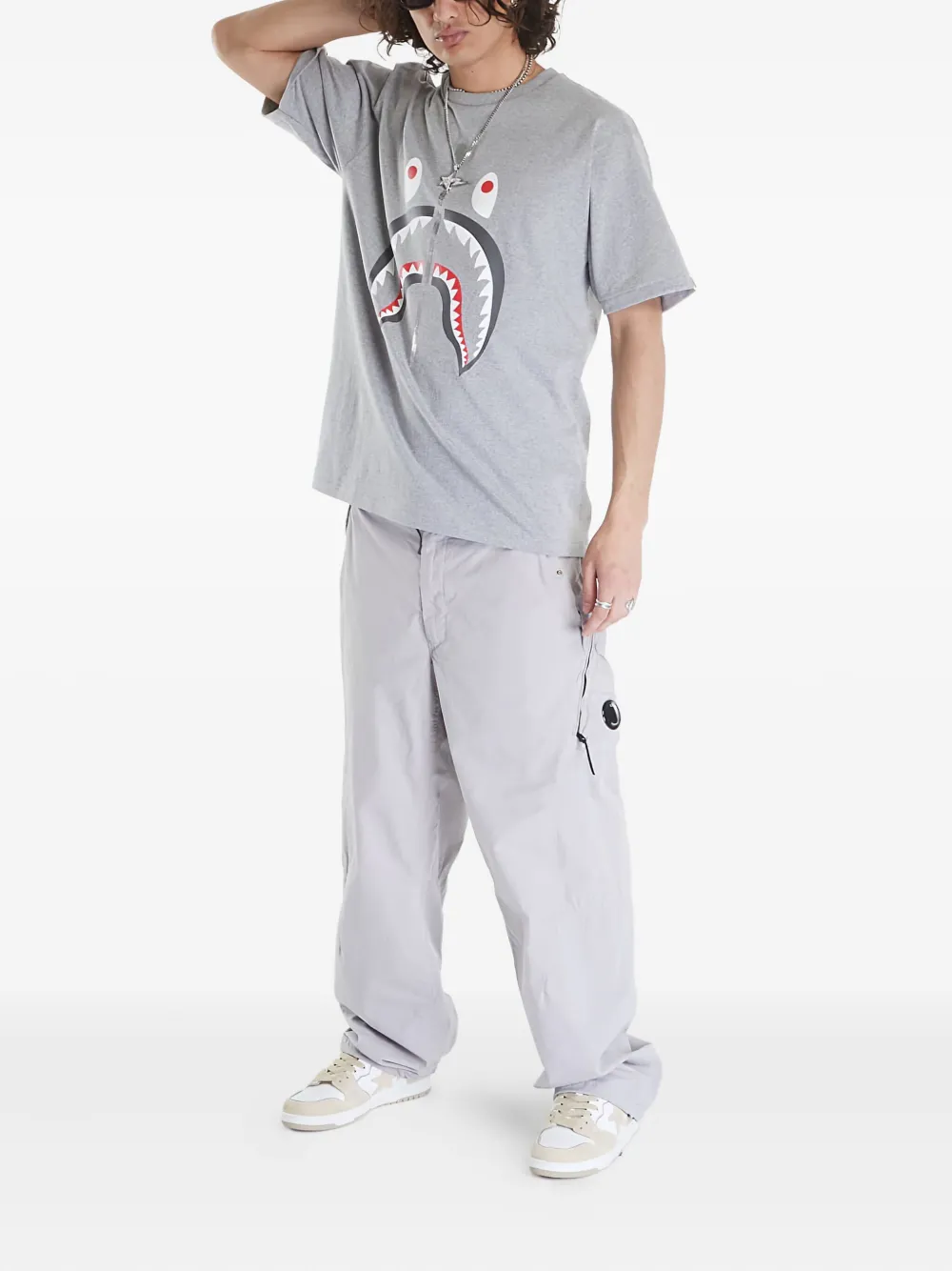 A BATHING APE shark-print T-shirt Grijs