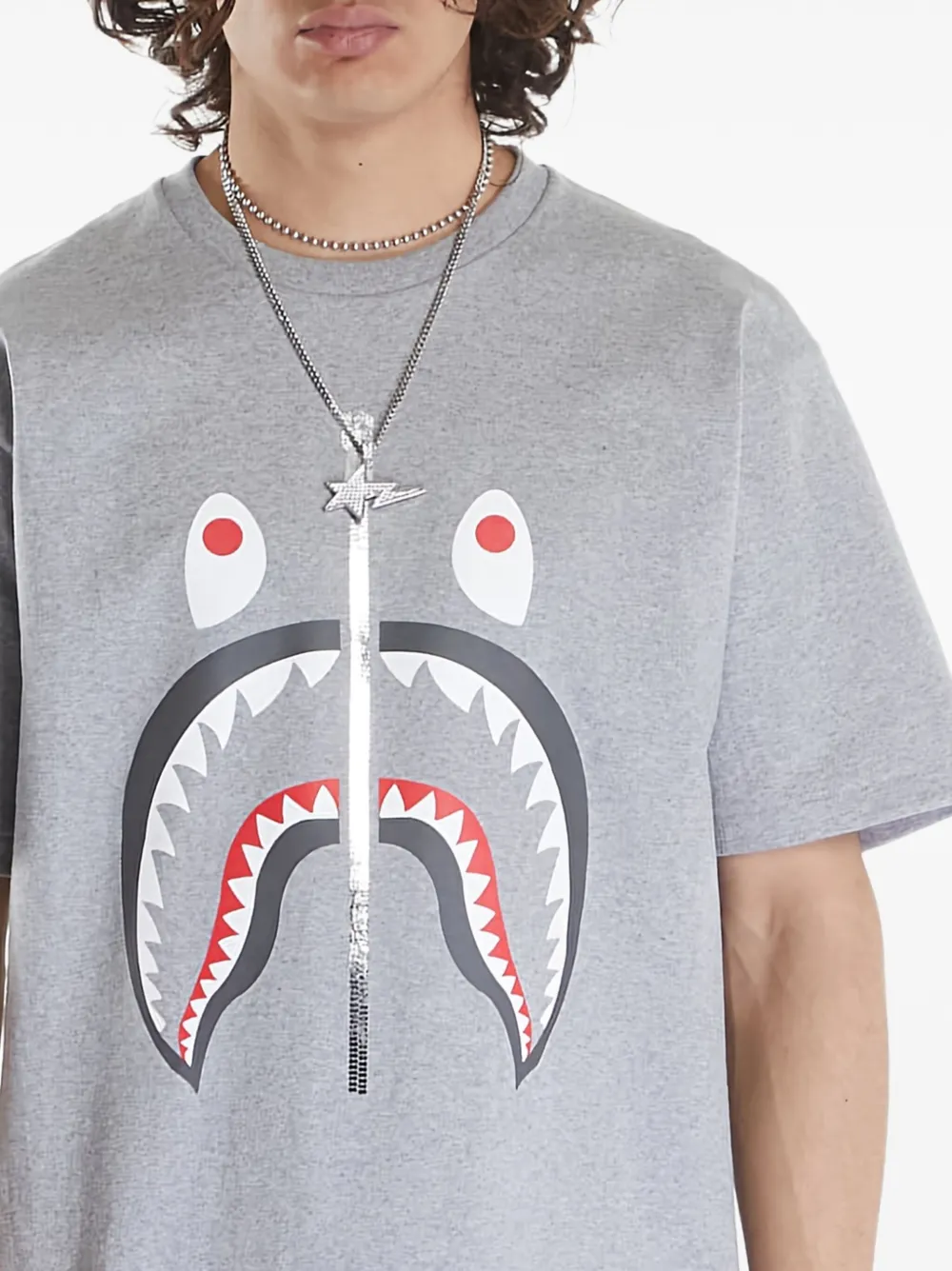 A BATHING APE shark-print T-shirt Grijs