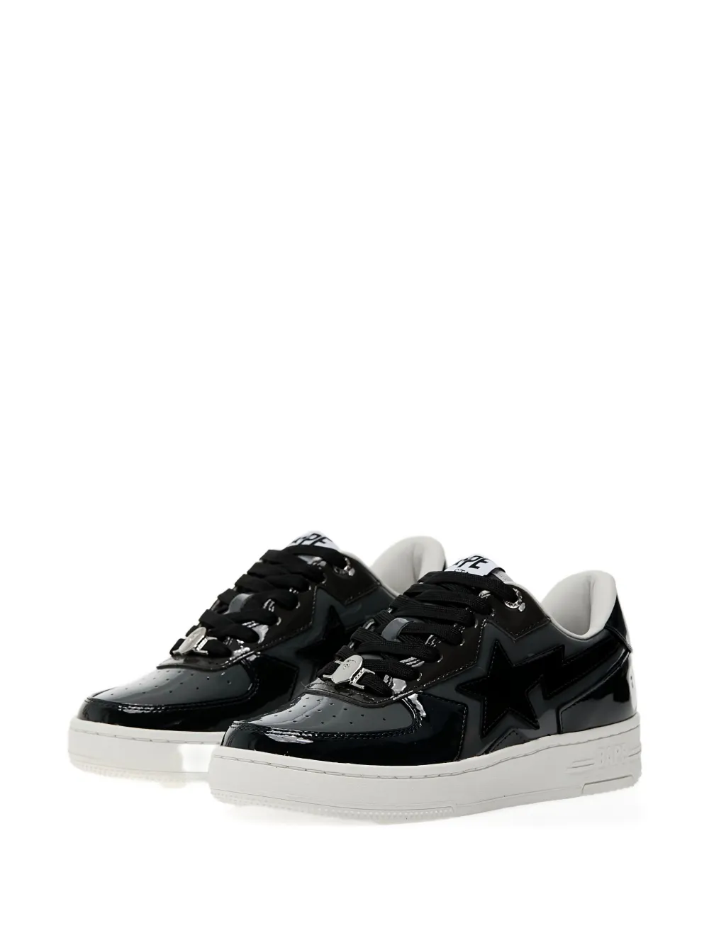 A BATHING APE Sta Icon patent leather low-top sneakers Black