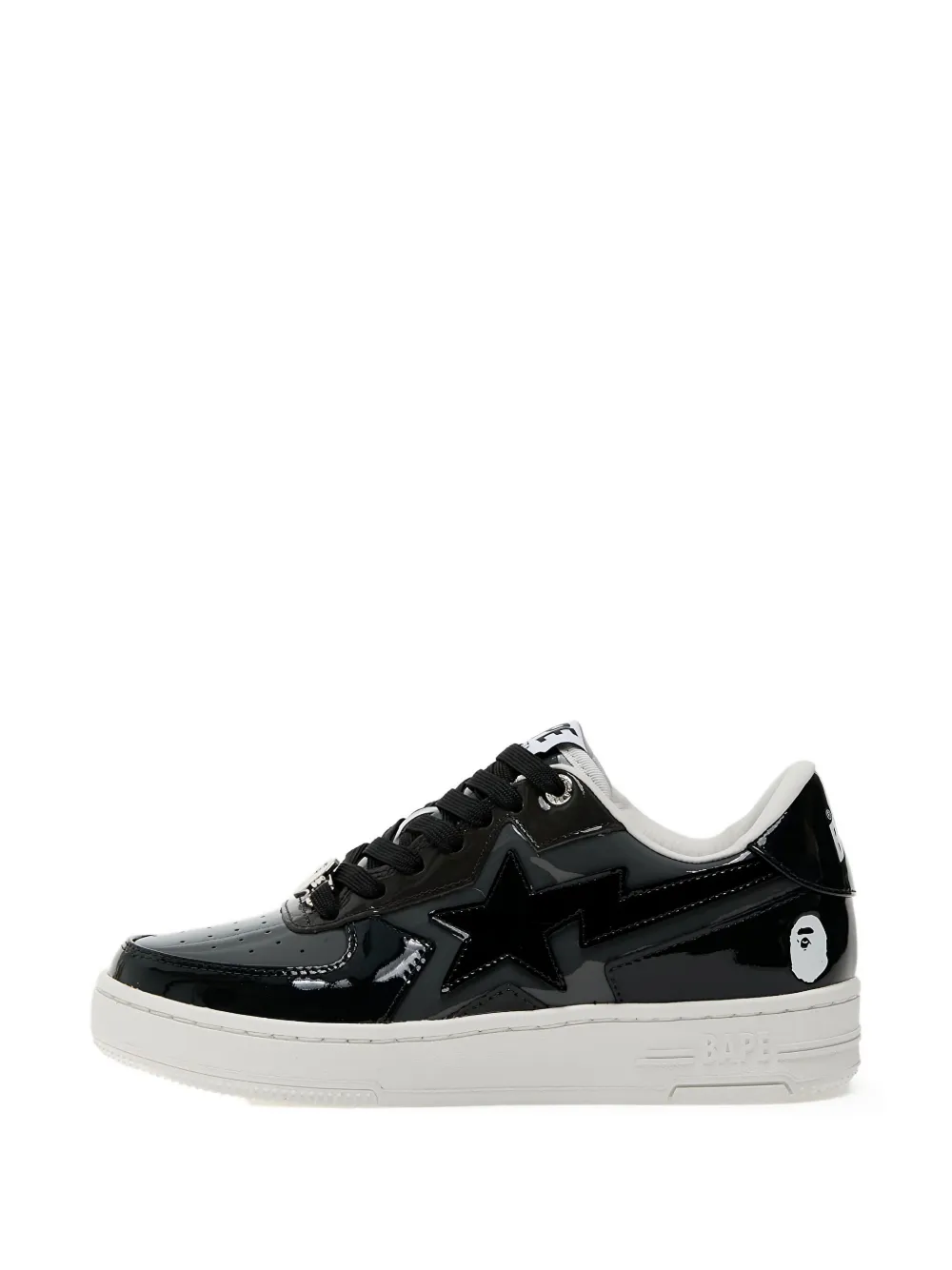 A BATHING APE Sta Icon patent leather low-top sneakers Black