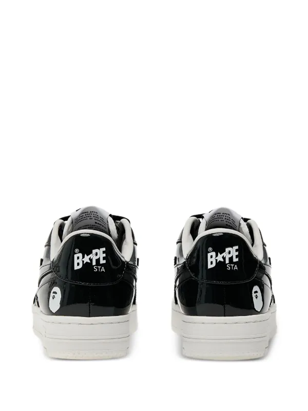A BATHING APE® Sta Icon エナメルレザースニーカー | ブラック