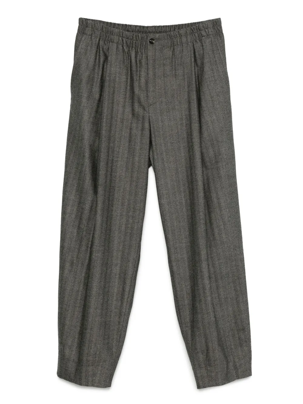 Giorgio Armani Broek met elastische taille en visgraat patroon Zwart