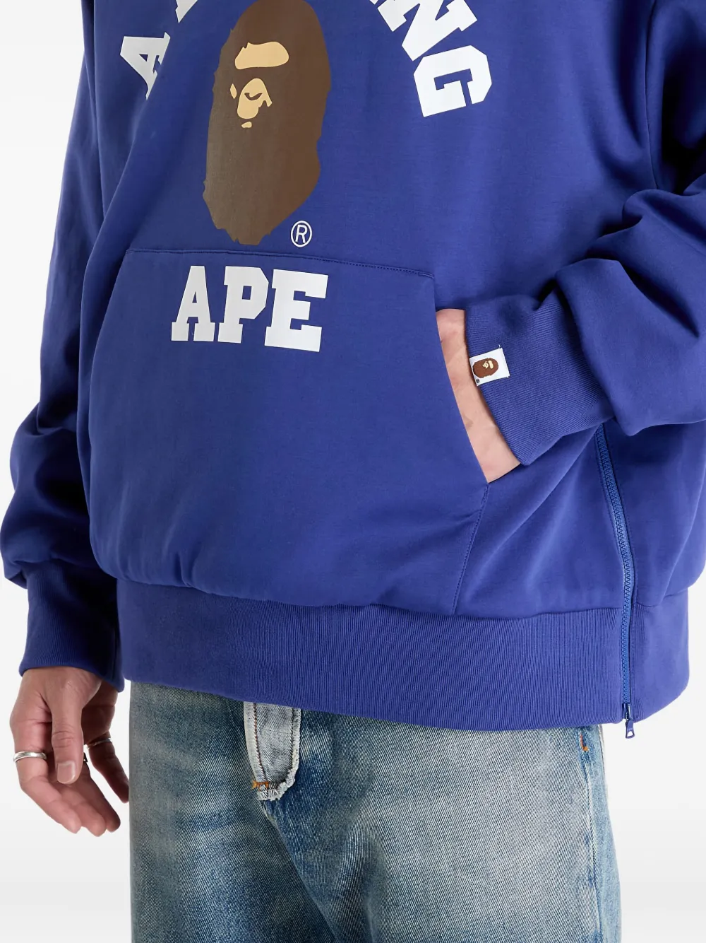 A BATHING APE Hoodie met logoprint Blauw