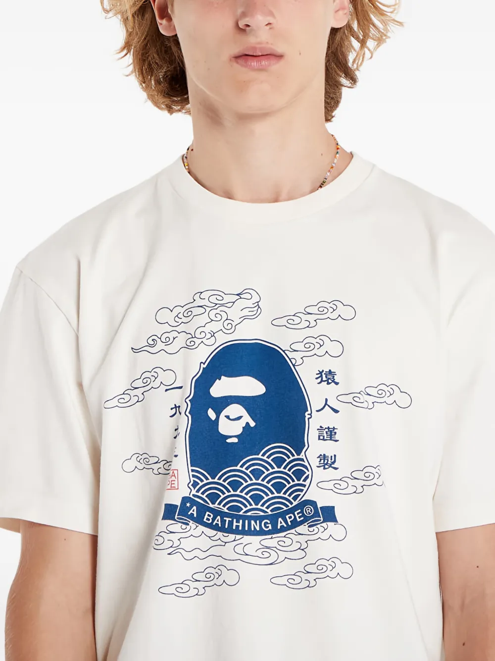 A BATHING APE head Japan print T-shirt Wit