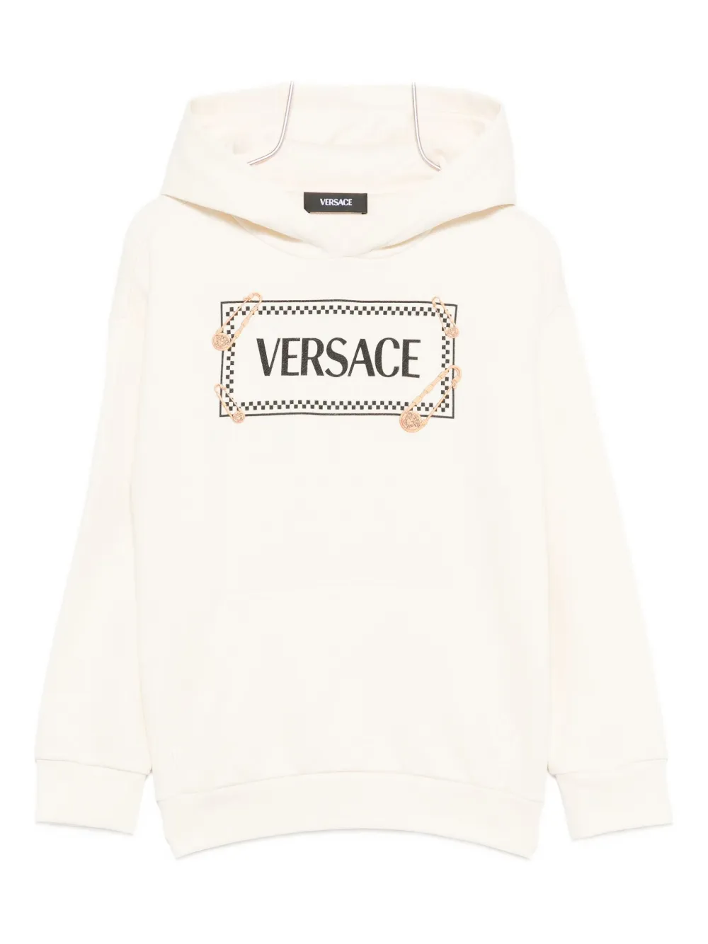 Versace Kids safety-pin logo hoodie Beige