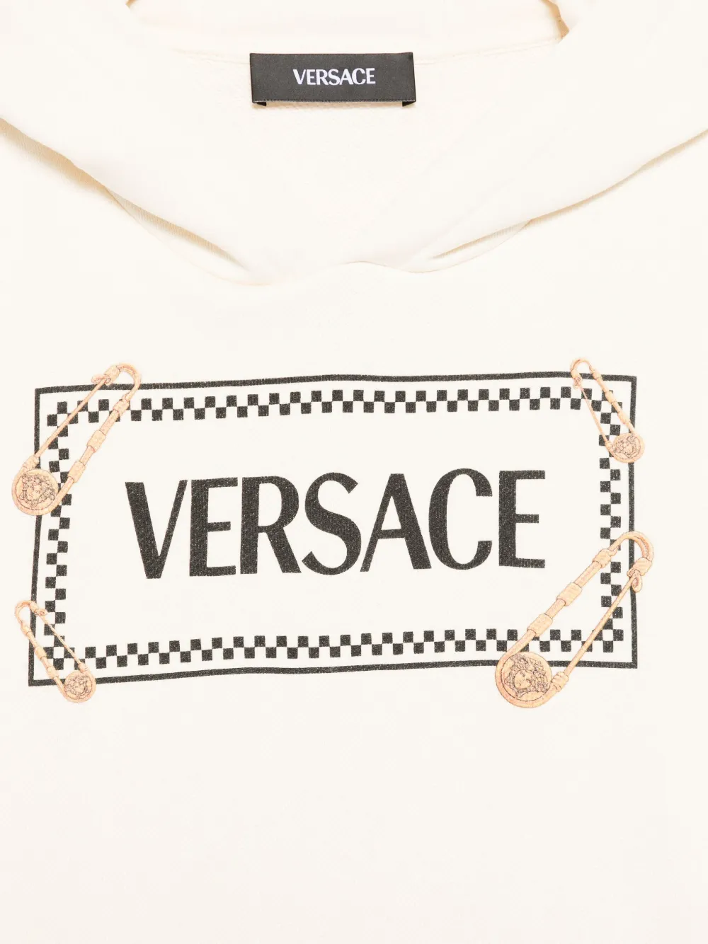 Versace Kids safety-pin logo hoodie Beige