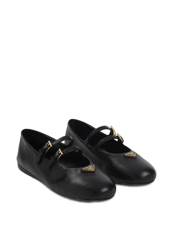 【関税込み】PRADA logo double strap ballet flats Prada Double strap ballet flats available on julian-fashion