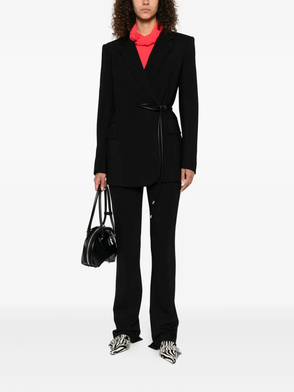 Sportmax Blazer met gestrikte taille Zwart