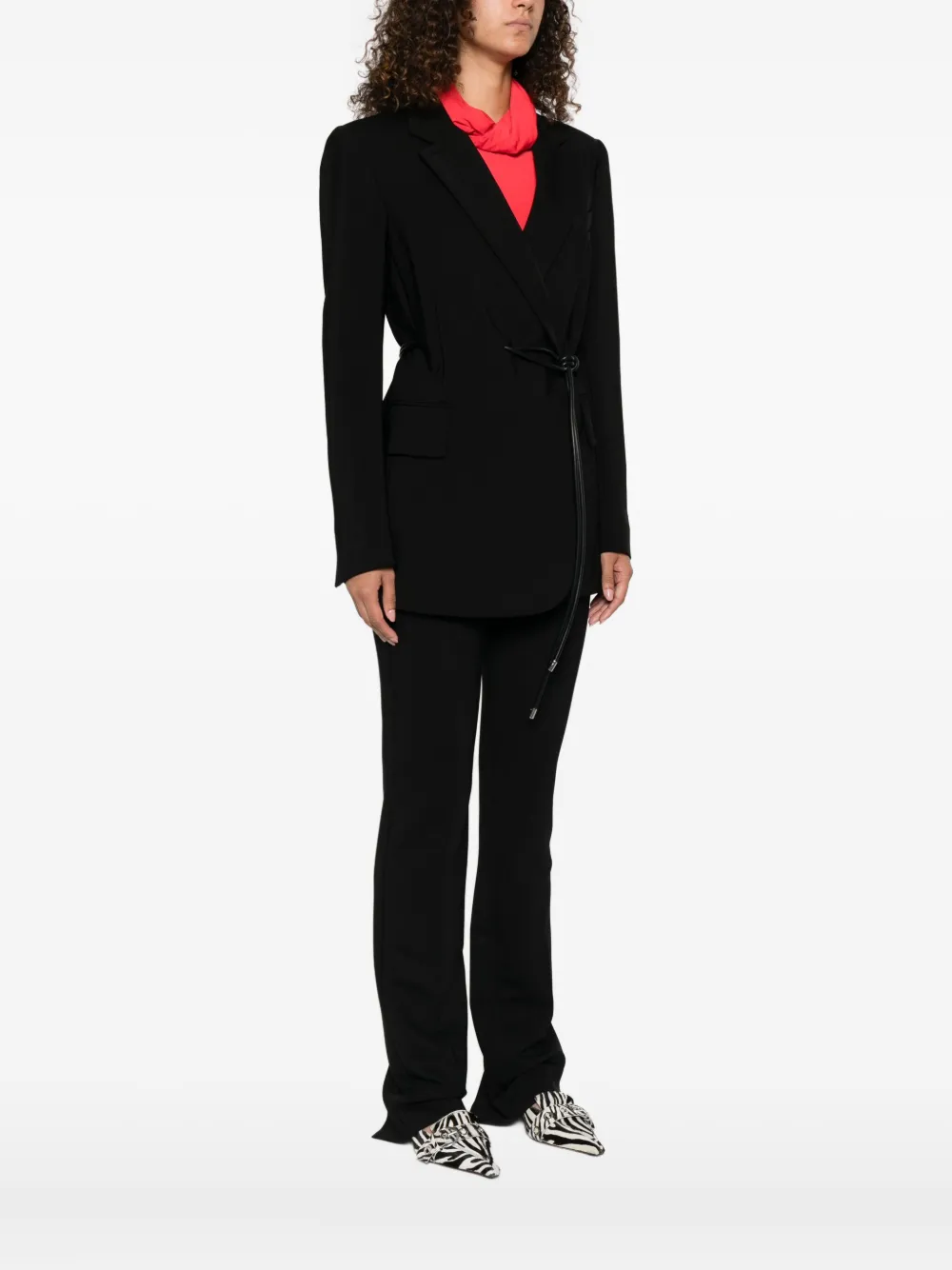 Sportmax Blazer met gestrikte taille Zwart