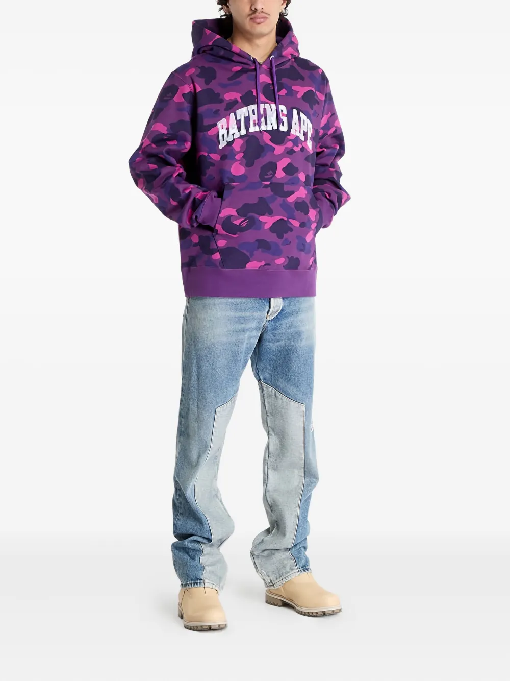 A BATHING APE Hoodie met camouflageprint en logo Paars