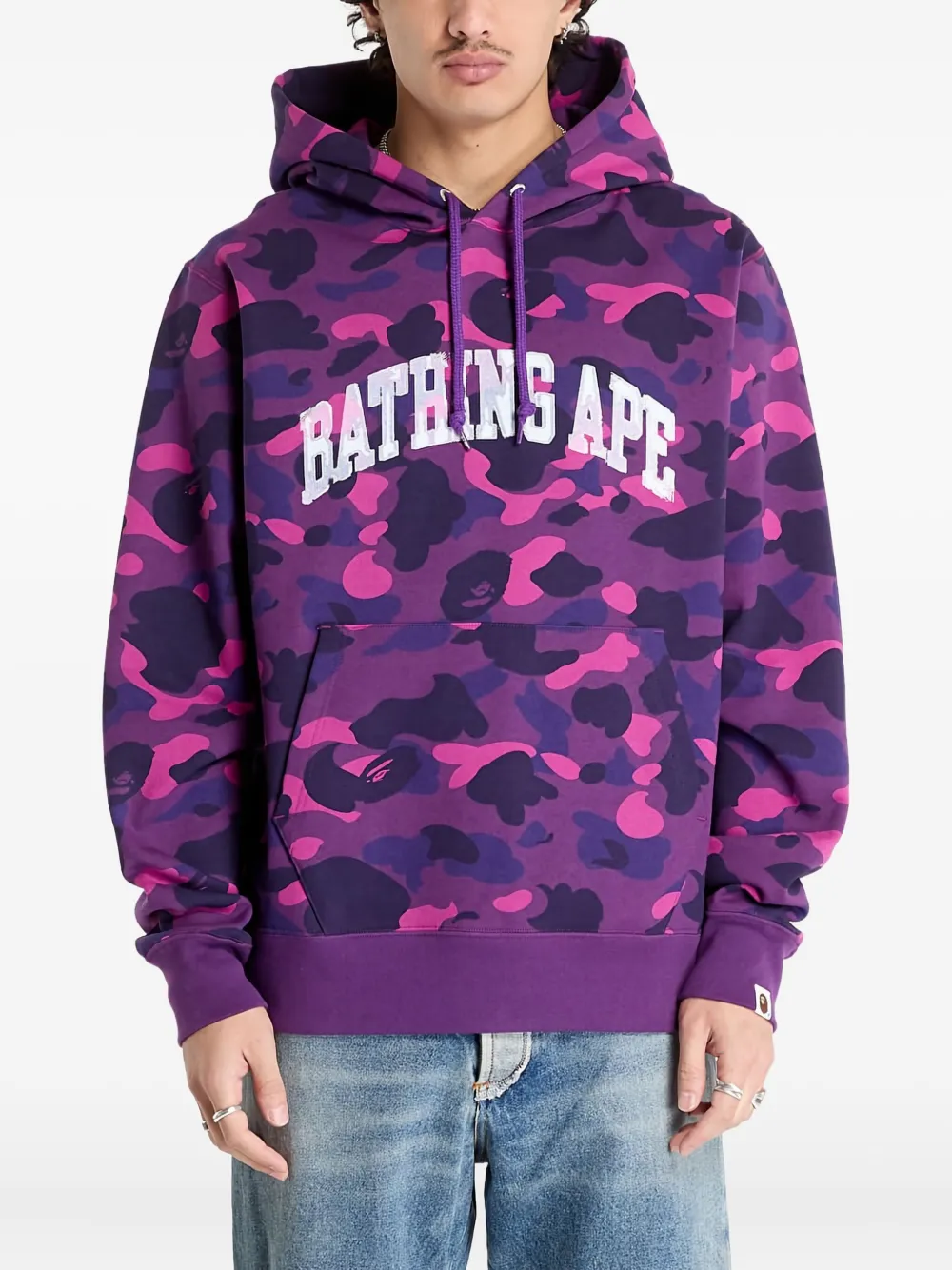 A BATHING APE camo-print logo hoodie Paars