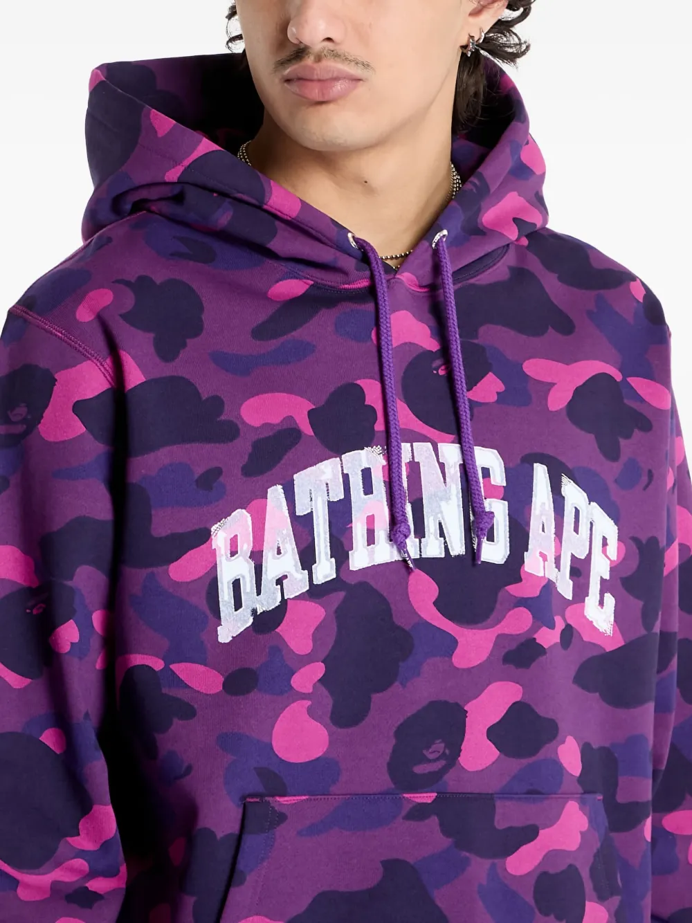 A BATHING APE Hoodie met camouflageprint en logo Paars