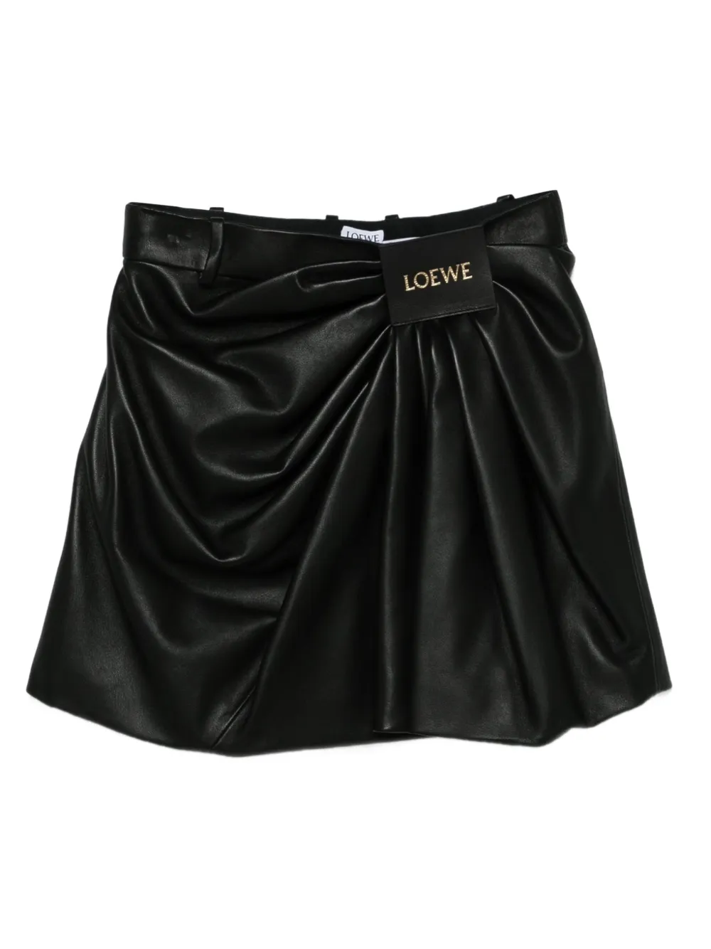 LOEWE Gedrapeerde leren rok Zwart