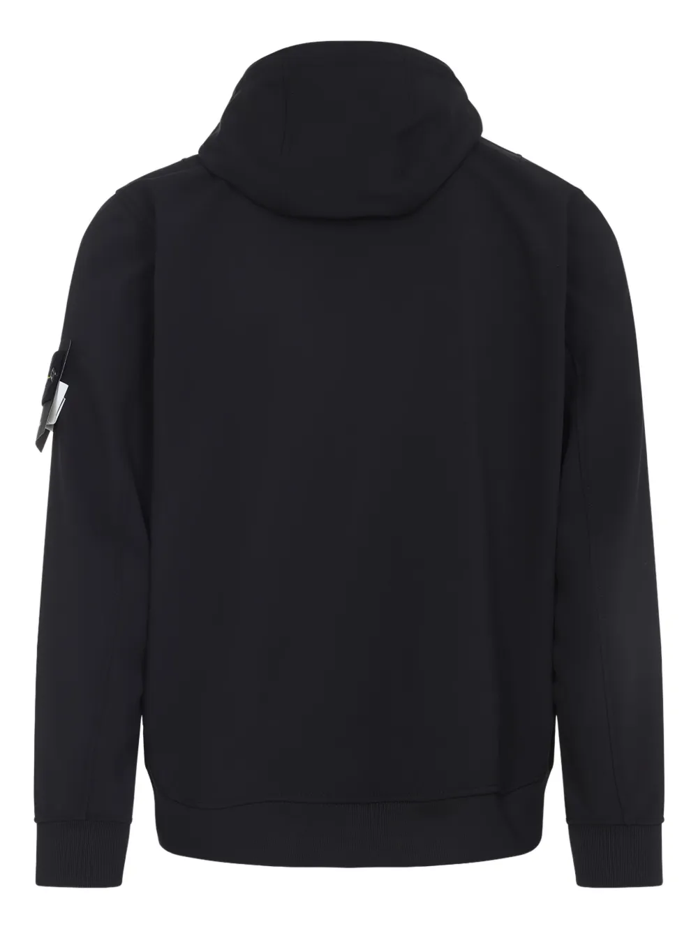 Stone Island compass-appliqué hooded zip-front jacket Zwart
