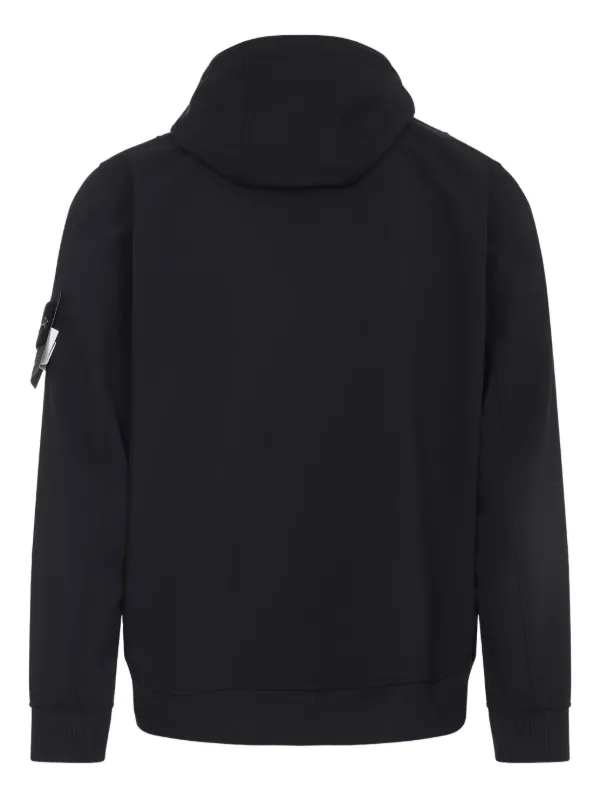 Stone Island compass-appliqué Hooded zip-front Jacket | Black