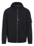 Stone Island compass-appliqué hooded zip-front jacket - Black