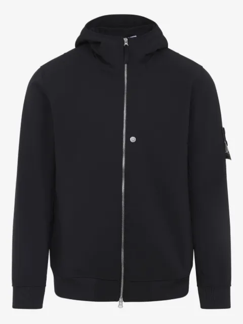 Stone Island compass-appliqué hooded zip-front jacket