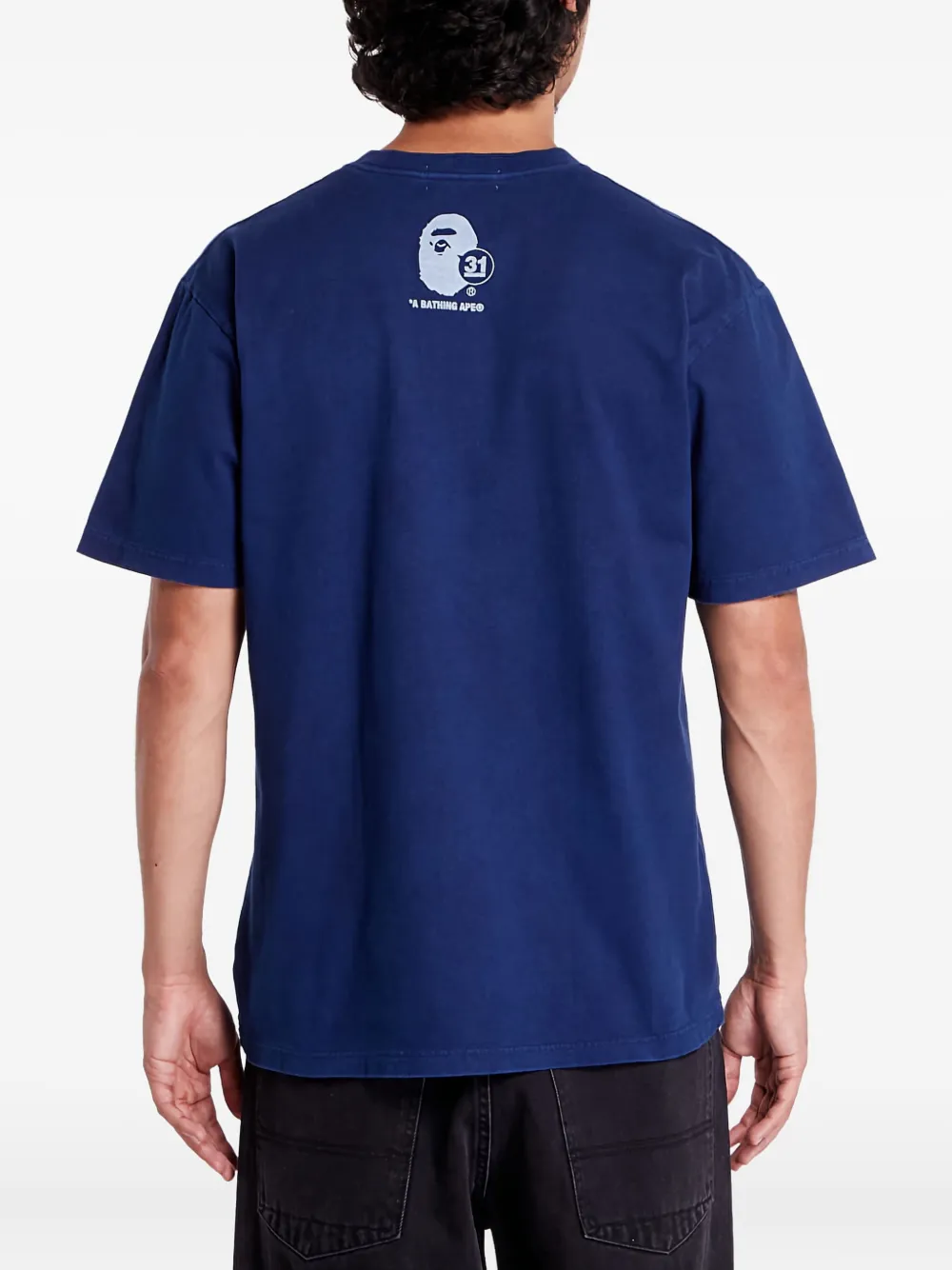 A BATHING APE head Japan graphic T-shirt Blauw