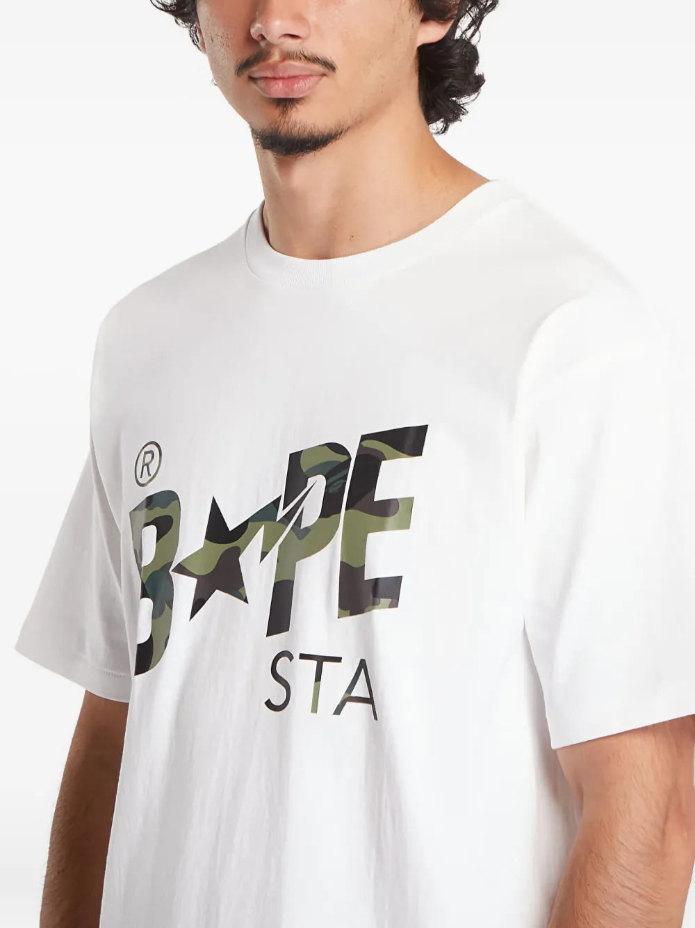A BATHING APE 1st Camo Bape Sta katoenen T-shirt Wit