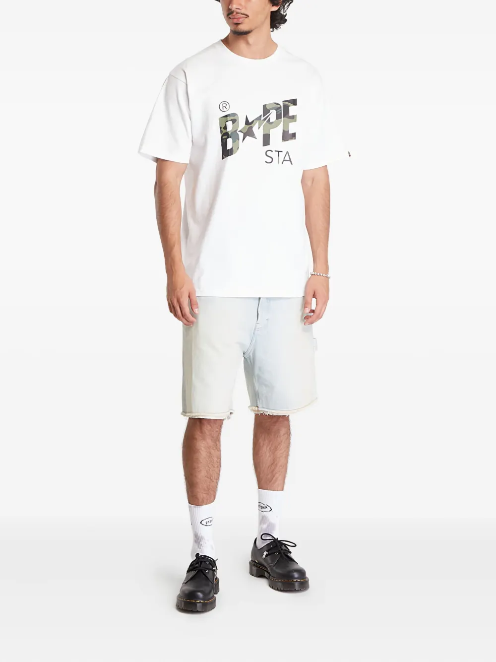 A BATHING APE 1st Camo Bape Sta katoenen T-shirt Wit