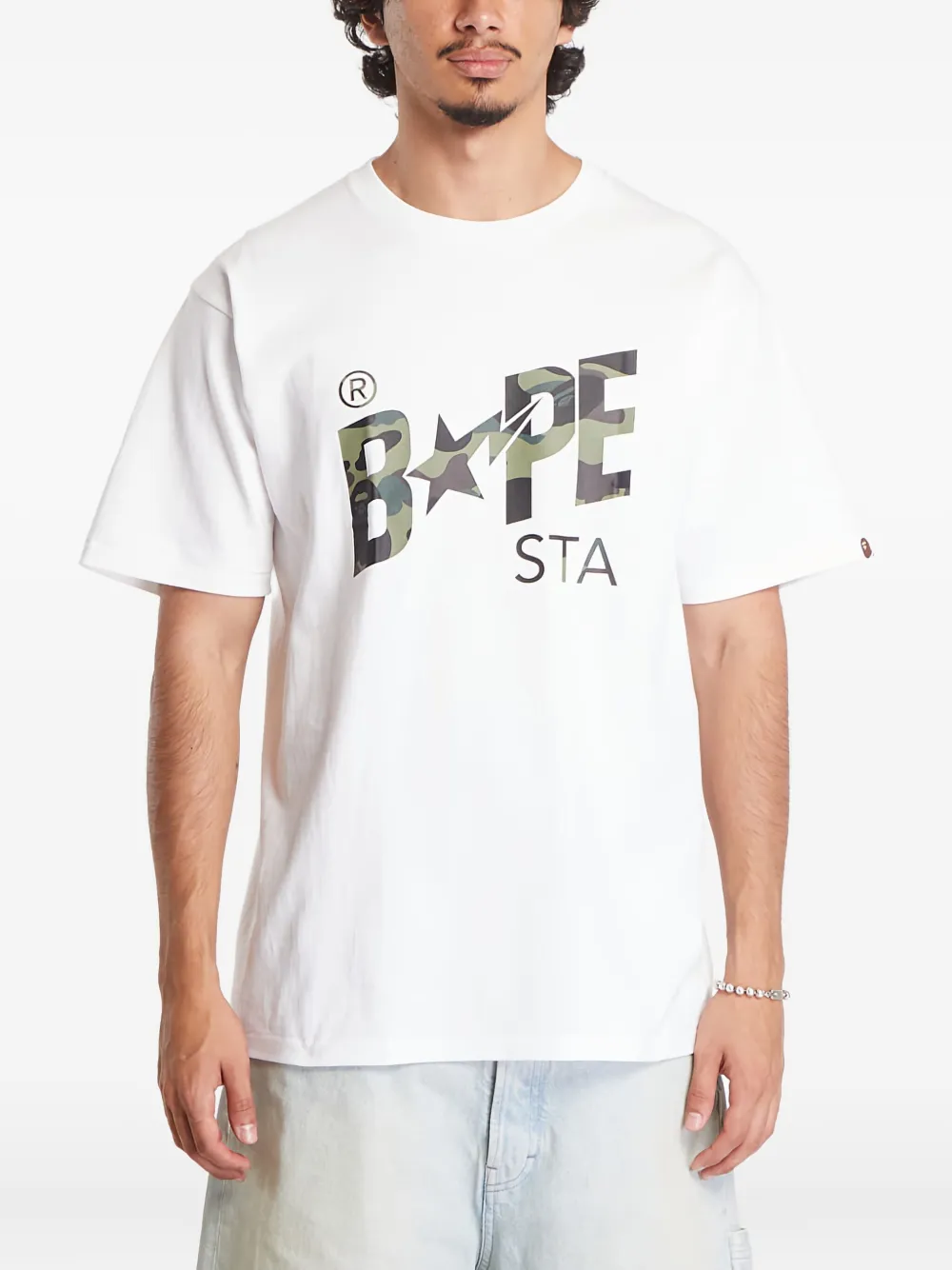 A BATHING APE 1st Camo Bape Sta katoenen T-shirt Wit